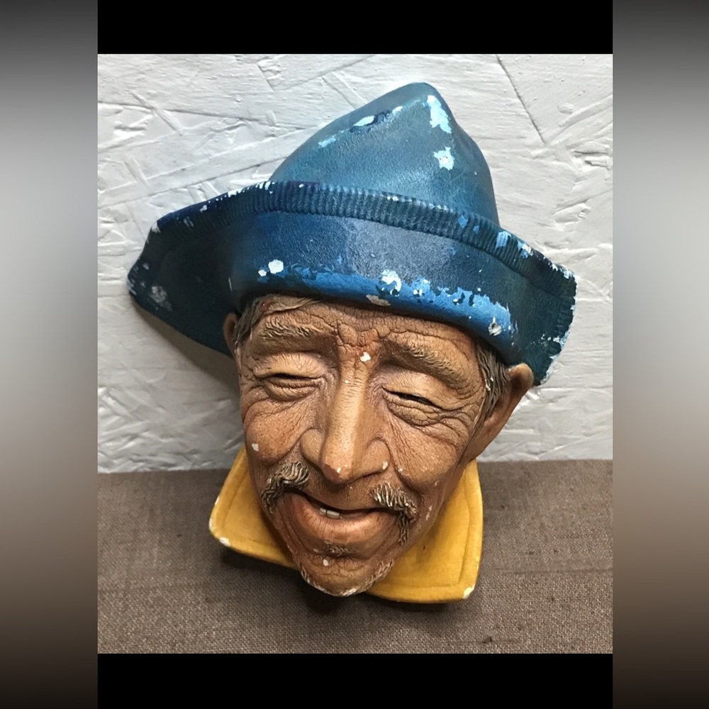 Vintage 1961 Bossons Sardinian Chalkware Head Wall Plaque Made in England